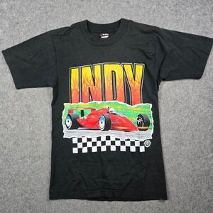 Vintage Indy Car Racing T Shirt Mens Small Black 90s Single Stitch USA Signed